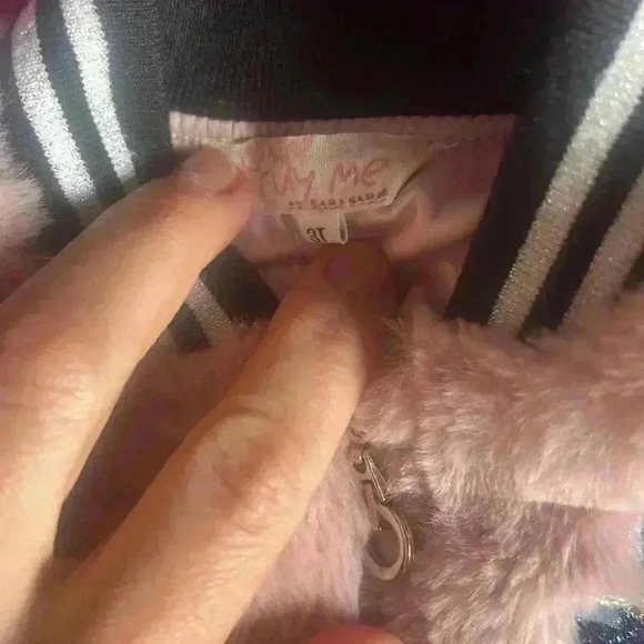 Truly Me by Sara Sara lined pink soft embroidered zip up jacket 3T - Picture 3 of 5